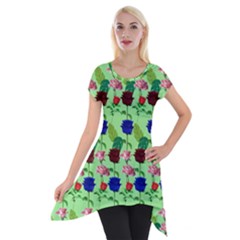 Rose Lotus Short Sleeve Side Drop Tunic by Sparkle