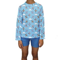 Birds In The Sky Kids  Long Sleeve Swimwear by SychEva