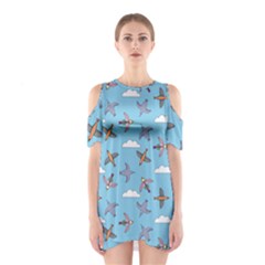 Birds In The Sky Shoulder Cutout One Piece Dress by SychEva