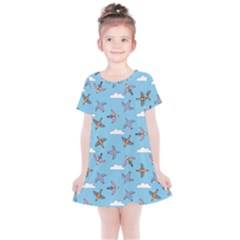 Birds In The Sky Kids  Simple Cotton Dress by SychEva