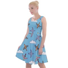 Birds In The Sky Knee Length Skater Dress by SychEva