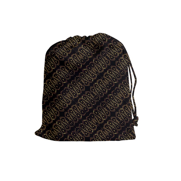 Interlace Stripes Golden Pattern Drawstring Pouch (Large)