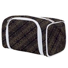 Interlace Stripes Golden Pattern Toiletries Pouch by dflcprintsclothing