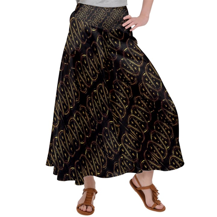 Interlace Stripes Golden Pattern Satin Palazzo Pants