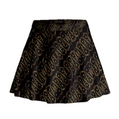 Interlace Stripes Golden Pattern Mini Flare Skirt by dflcprintsclothing