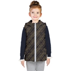 Interlace Stripes Golden Pattern Kids  Hooded Puffer Vest by dflcprintsclothing