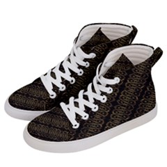 Interlace Stripes Golden Pattern Women s Hi-top Skate Sneakers by dflcprintsclothing