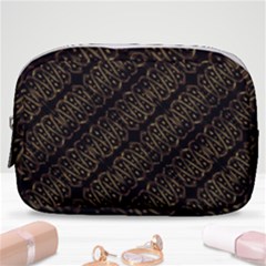 Interlace Stripes Golden Pattern Make Up Pouch (small) by dflcprintsclothing