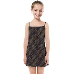 Interlace Stripes Golden Pattern Kids  Summer Sun Dress by dflcprintsclothing