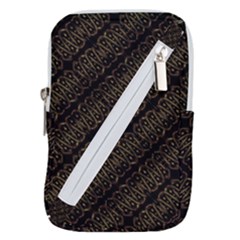 Interlace Stripes Golden Pattern Belt Pouch Bag (large) by dflcprintsclothing