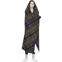 Interlace Stripes Golden Pattern Wearable Blanket by dflcprintsclothing