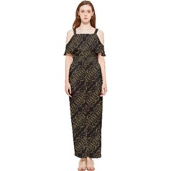 Interlace Stripes Golden Pattern Draped Sleeveless Chiffon Jumpsuit