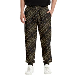 Interlace Stripes Golden Pattern Men s Elastic Waist Pants by dflcprintsclothing