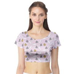 Birds In The Sky  Short Sleeve Crop Top by SychEva