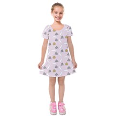 Birds In The Sky  Kids  Short Sleeve Velvet Dress by SychEva