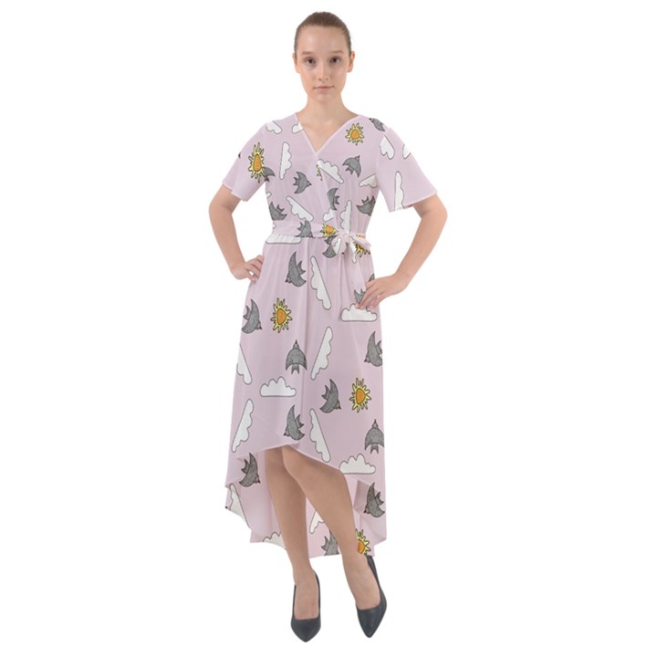 Birds in the sky  Front Wrap High Low Dress