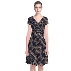 Modern Intricate Print Pattern Short Sleeve Front Wrap Dress by dflcprintsclothing