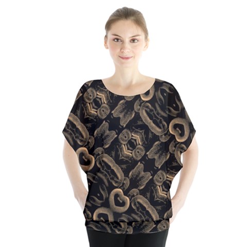 Modern Intricate Print Pattern Batwing Chiffon Blouse by dflcprintsclothing