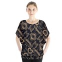 Modern Intricate Print Pattern Batwing Chiffon Blouse View1