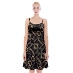 Modern Intricate Print Pattern Spaghetti Strap Velvet Dress by dflcprintsclothing