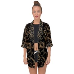 Modern Intricate Print Pattern Open Front Chiffon Kimono by dflcprintsclothing