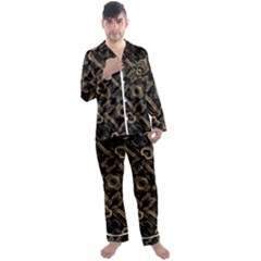 Modern Intricate Print Pattern Men s Long Sleeve Satin Pajamas Set