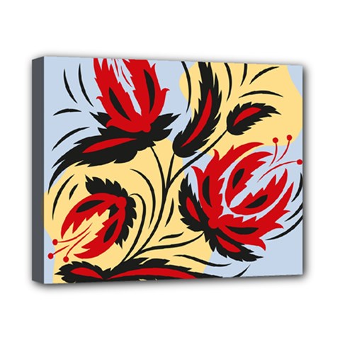 Folk Flowers Print Canvas 10  X 8  (stretched) by Eskimos