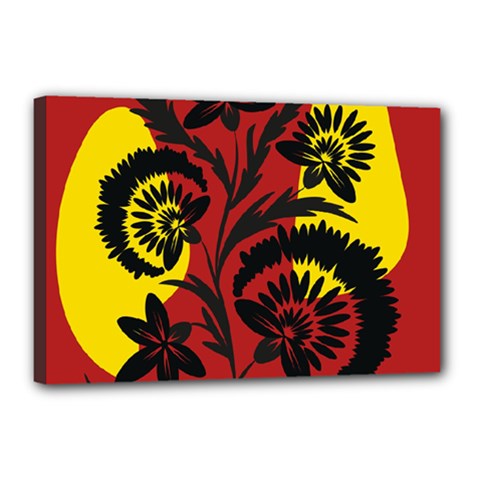 Folk Flowers Print Canvas 18  X 12  (stretched) by Eskimos