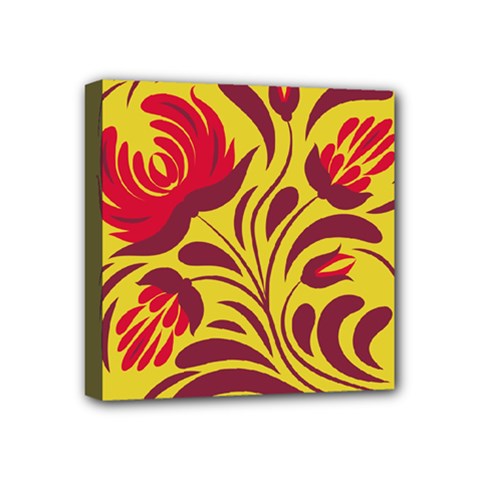 Folk Flowers Print Mini Canvas 4  X 4  (stretched) by Eskimos