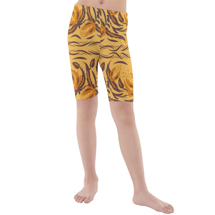 Folk flowers Kids  Mid Length Swim Shorts