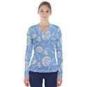 Blue fantasy V-Neck Long Sleeve Top View1