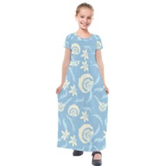 Blue Fantasy Kids  Short Sleeve Maxi Dress