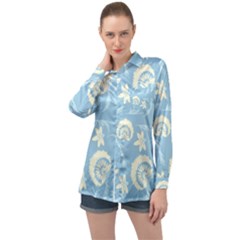 Blue Fantasy Long Sleeve Satin Shirt