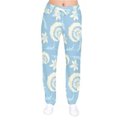 Blue Fantasy Women Velvet Drawstring Pants by Eskimos