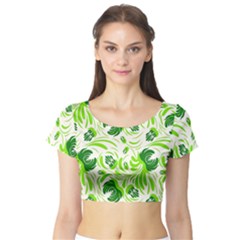 Green Leaves Short Sleeve Crop Top by Eskimos