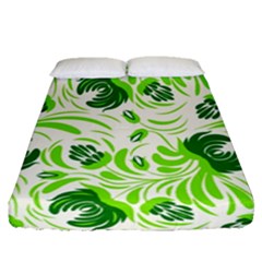 Green Leaves Fitted Sheet (queen Size) by Eskimos