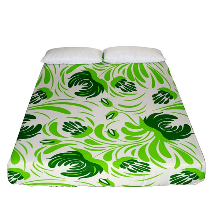 Green leaves Fitted Sheet (California King Size)