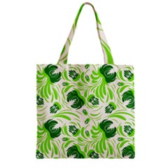 Green Leaves Zipper Grocery Tote Bag by Eskimos