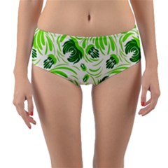 Green Leaves Reversible Mid-waist Bikini Bottoms by Eskimos