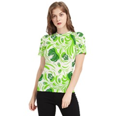 Green Leaves Women s Short Sleeve Rash Guard by Eskimos