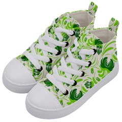 Green Leaves Kids  Mid-top Canvas Sneakers by Eskimos