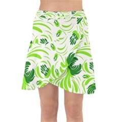 Green Leaves Wrap Front Skirt by Eskimos