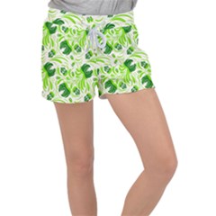 Green Leaves Velour Lounge Shorts by Eskimos