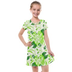 Green Leaves Kids  Cross Web Dress by Eskimos