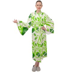 Green Leaves Maxi Velour Kimono by Eskimos