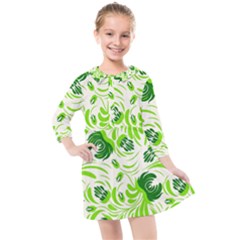 Green Leaves Kids  Quarter Sleeve Shirt Dress by Eskimos