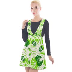 Green Leaves Plunge Pinafore Velour Dress by Eskimos