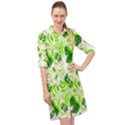 Green leaves Long Sleeve Mini Shirt Dress View1