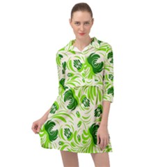 Green Leaves Mini Skater Shirt Dress by Eskimos