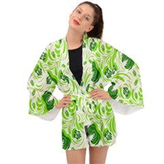 Green Leaves Long Sleeve Kimono by Eskimos